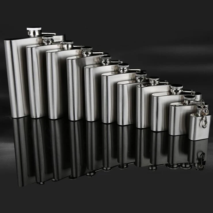 1-18 oz stainless steel hip flask flagon portable flask solid metal pocket whiskey small flagons wine bottle outside drinker