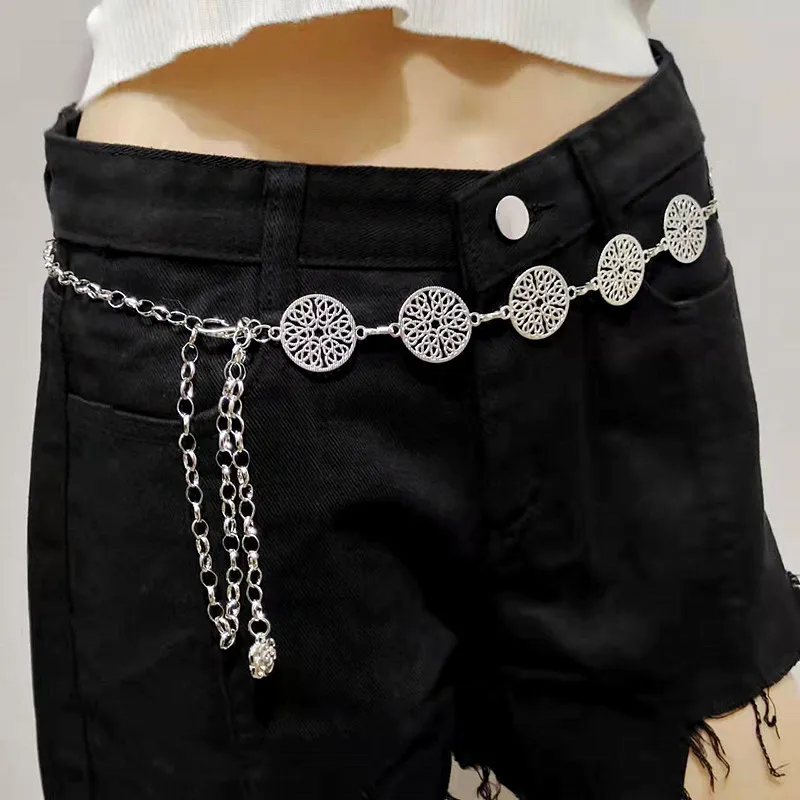 Personalized Metal Belt Hollow Flower Decoration Dress Jeans Retro Street Shooting Waist Decoration Metal Belts