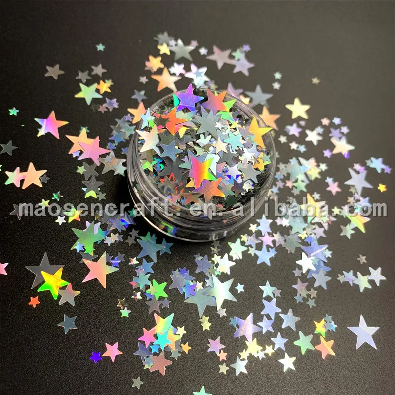 New Design Decorative Holographic Silver Star Mixed Glitter For Tumbler