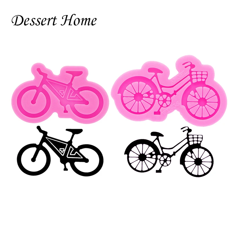 DY0556 Shiny Bicycle Keychain Mold DIY Silicone Resin Crafts Molds for Epoxy Necklace Jewellery, Motorcycle Chocolate Cake Molds