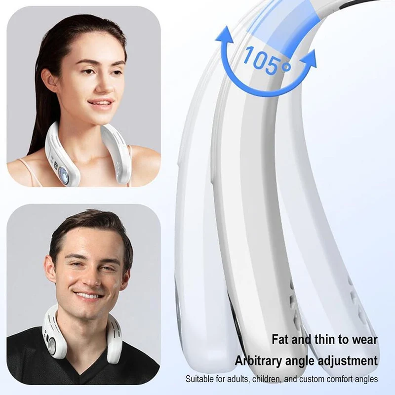 Intelligent Screen Display Semiconductor Cooling Hanger Neck Fan Portable Adjustable 3Gears Cooling Neck Fan