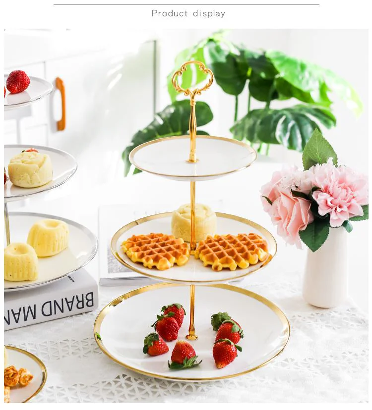 Ceramic Phnom Penh two-tier dessert rack, home wedding fruit candies, dried fruit plate.