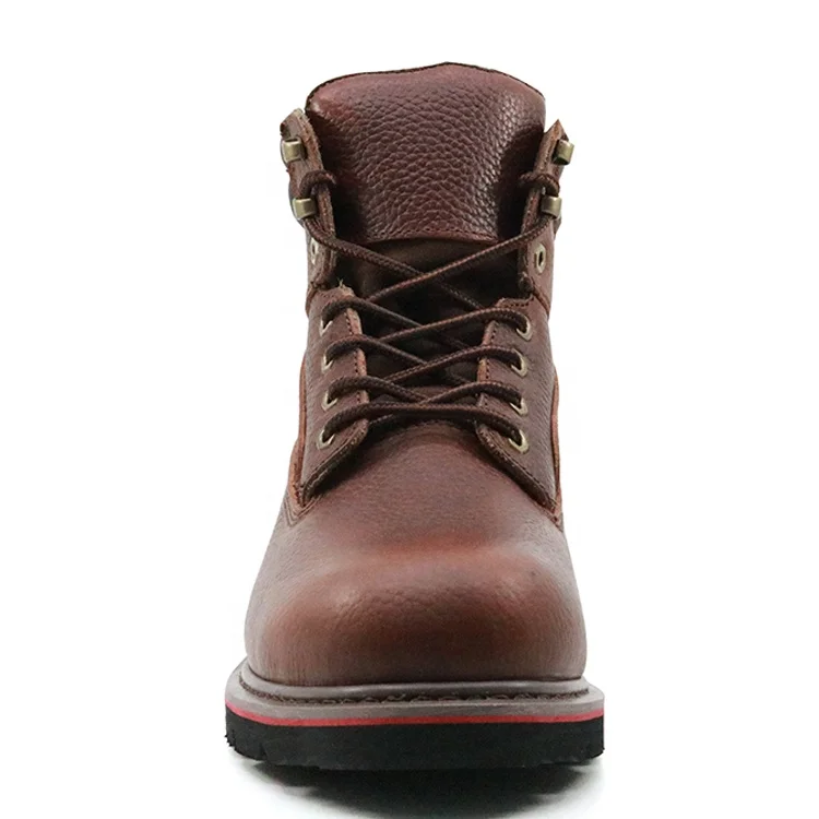 Abrasion resistant anti slip genuine leather steel toe cap industrial goodyear shoes boots safety