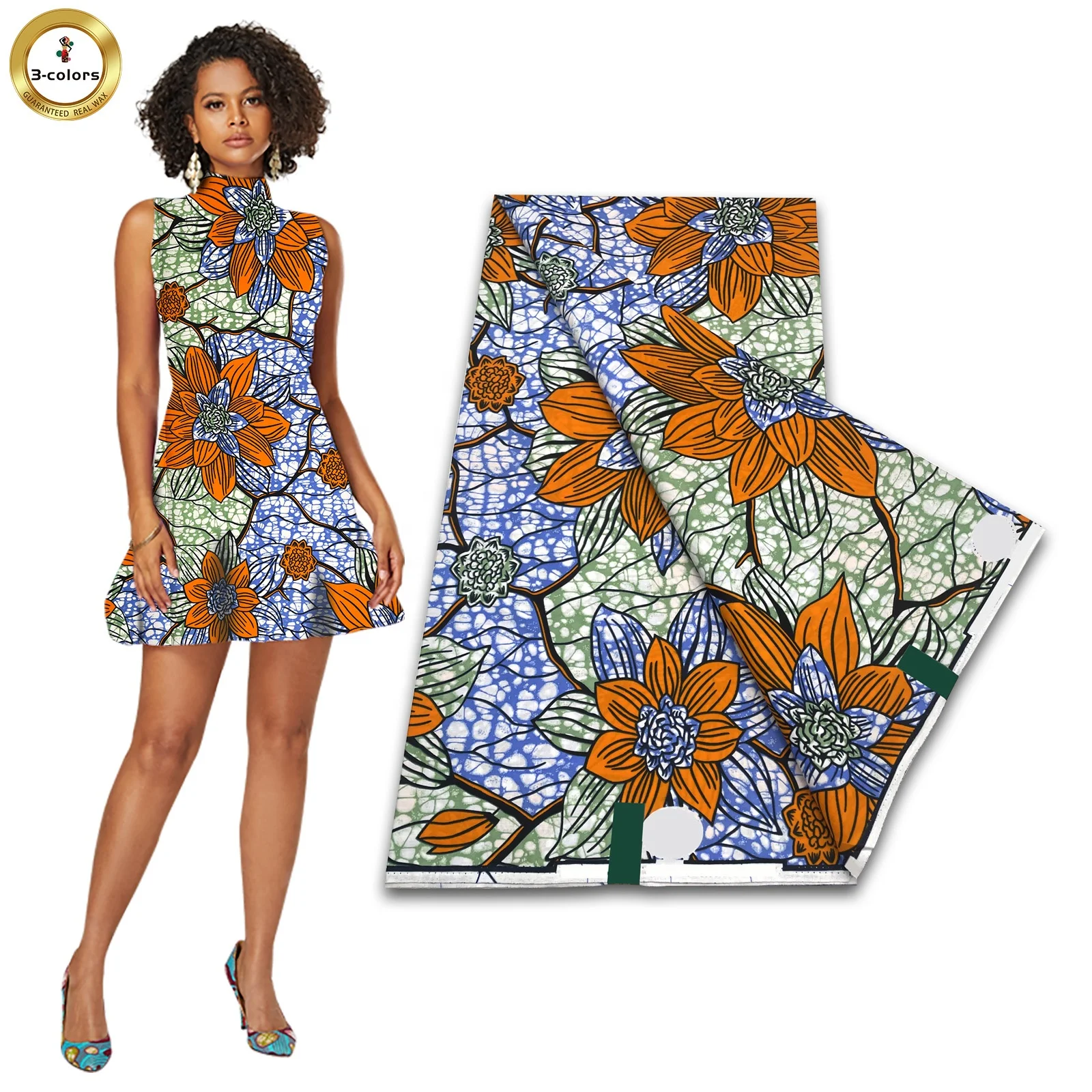 Wholesale Africa 100% Cotton Wax Fabrics Real Wax 6 yards For Garment Clothing Dress