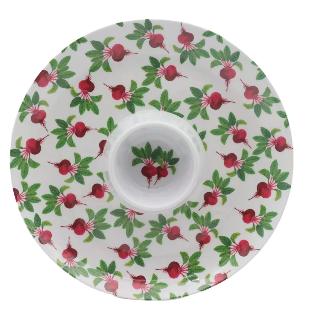 Заводская поставка индивидуальная меламиновая посуда оптовая продажа Меламиновый круглый лоток для чипа можно мыть в посудомоечной машине