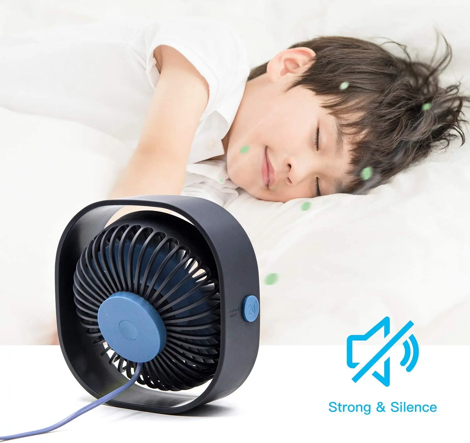 Portable Adjustable 360 Degrees Small Table Cooling Fan,3 Speeds Mini Desktop Fan Quiet Strong Wind USB Desk Fan for Office,Home