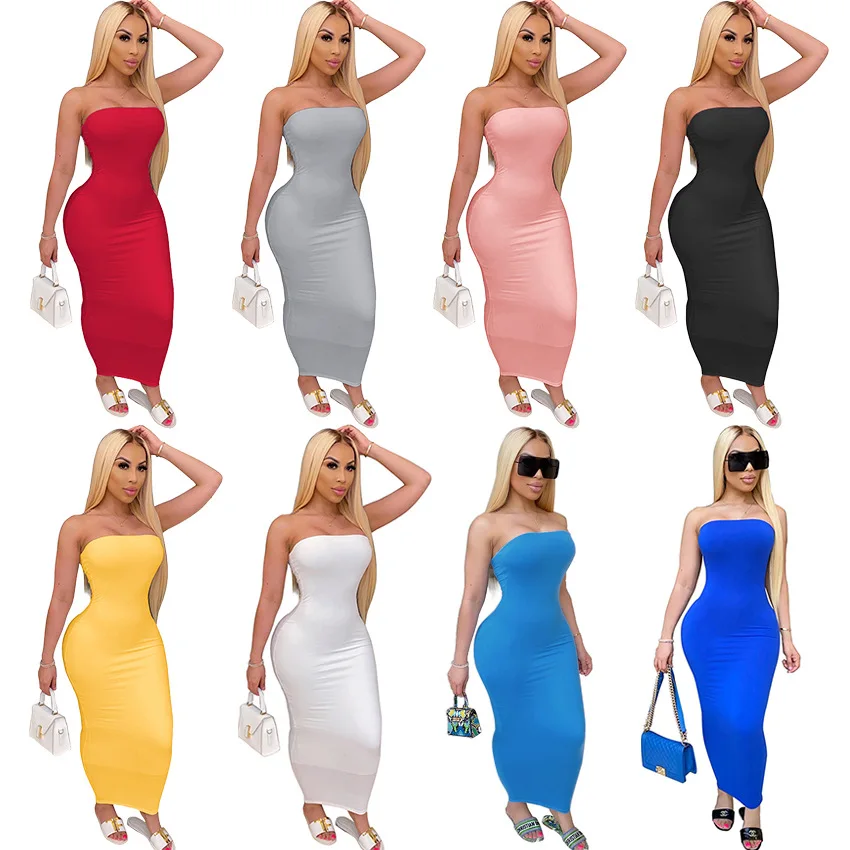 New Arrival Solid Women Casual Dress Backless Max Bodycon Dress With Lady