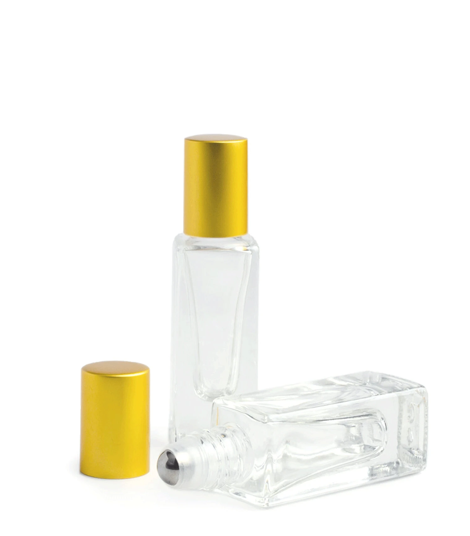 Custom color  Luxury Steel Ball 15ml 30ml 50ml  Perfume Essence Packaging Bottle Square Glass Roller Ball Bottle