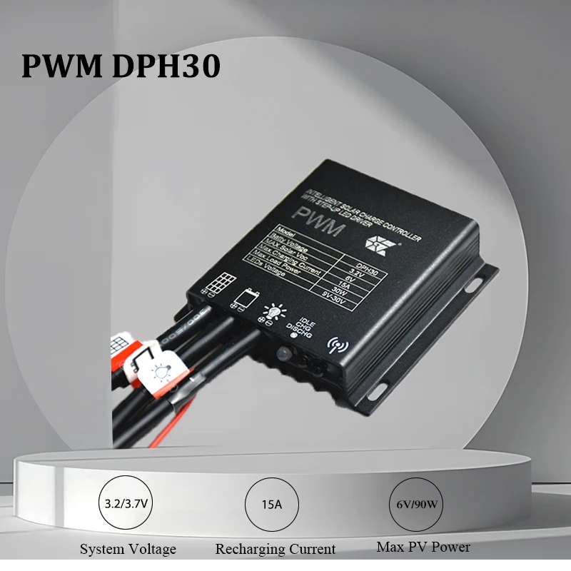 15A PWM контроллер солнечного заряда для уличного освещения IP67 3 2 V Батарея Солнечный уличный свет
