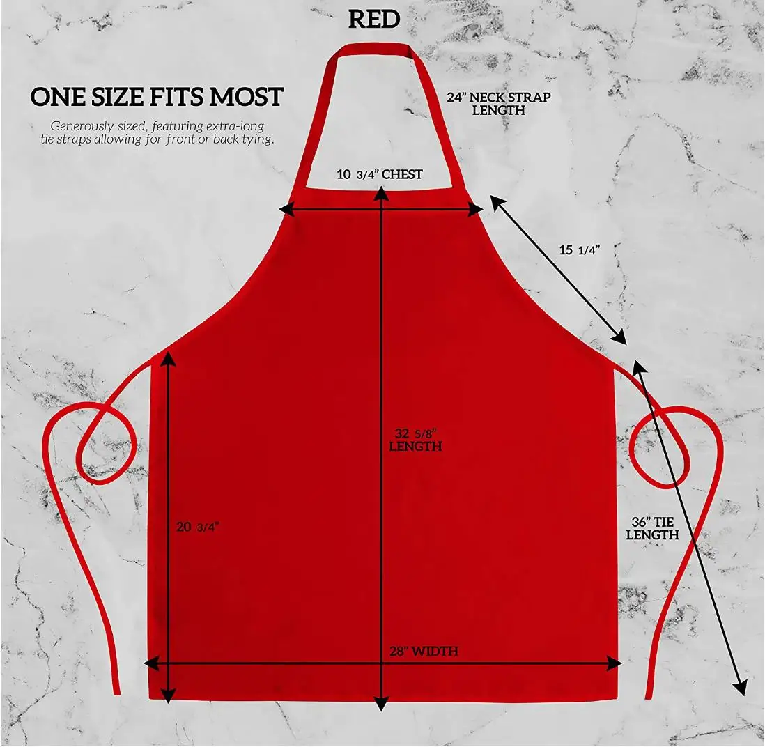 Custom Logo Red Reusable Unisex Protective Kitchen Cooking Chef Apron No Pocket Waterproof Polyester Apron