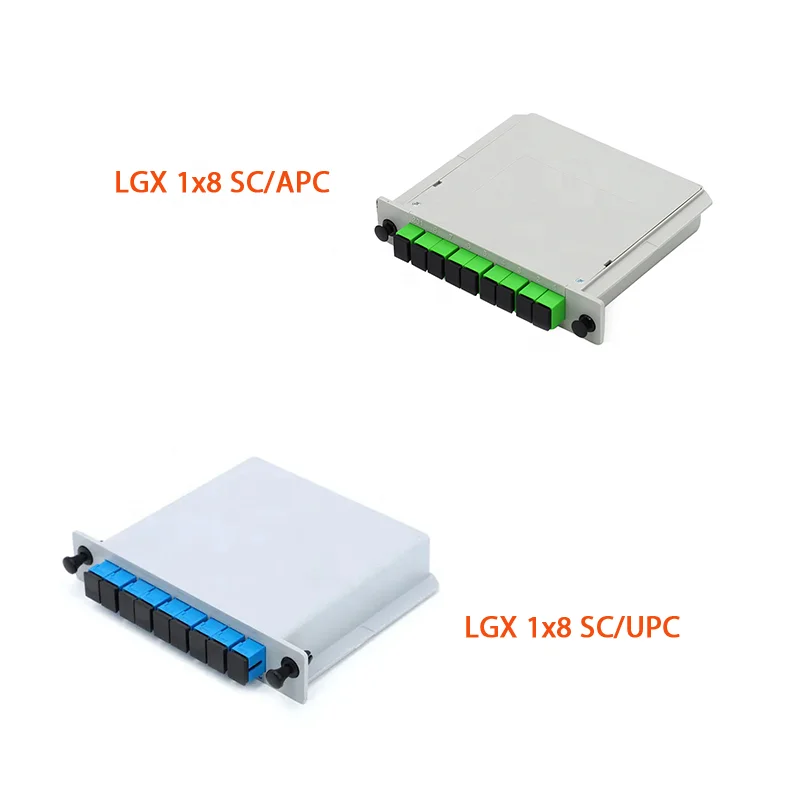 FTTH Sunet 1x8 SC/UPC SC/APC Cassette Card LGX Module 1:8 Ports Fiber Optical PLC Splitter