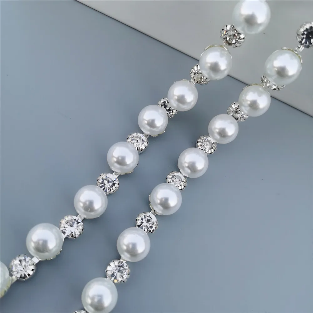 Factory Price Wholesale Pearl Crystal Chain Bling Diamante Diamond Rhinestone Trim