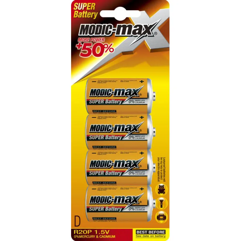 Zinc Carbon Battery R20 D Dry Battery Disposable Batteries