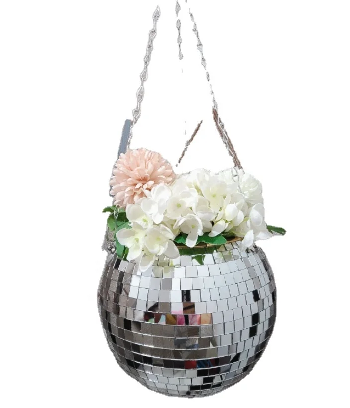 ICEBLUE HD Plastic Flower Pot Hanging Mirror Tiles Disco Ball Planters