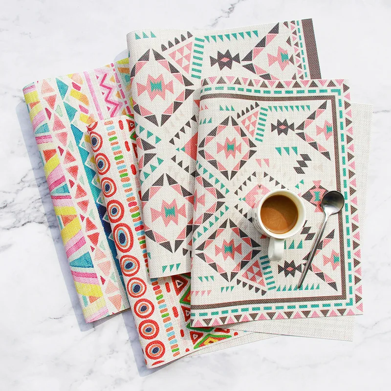 Custom Wholesale Printed Placemats Boho Pvc Waterproof Placemats Hotel Home Dining Table Mat