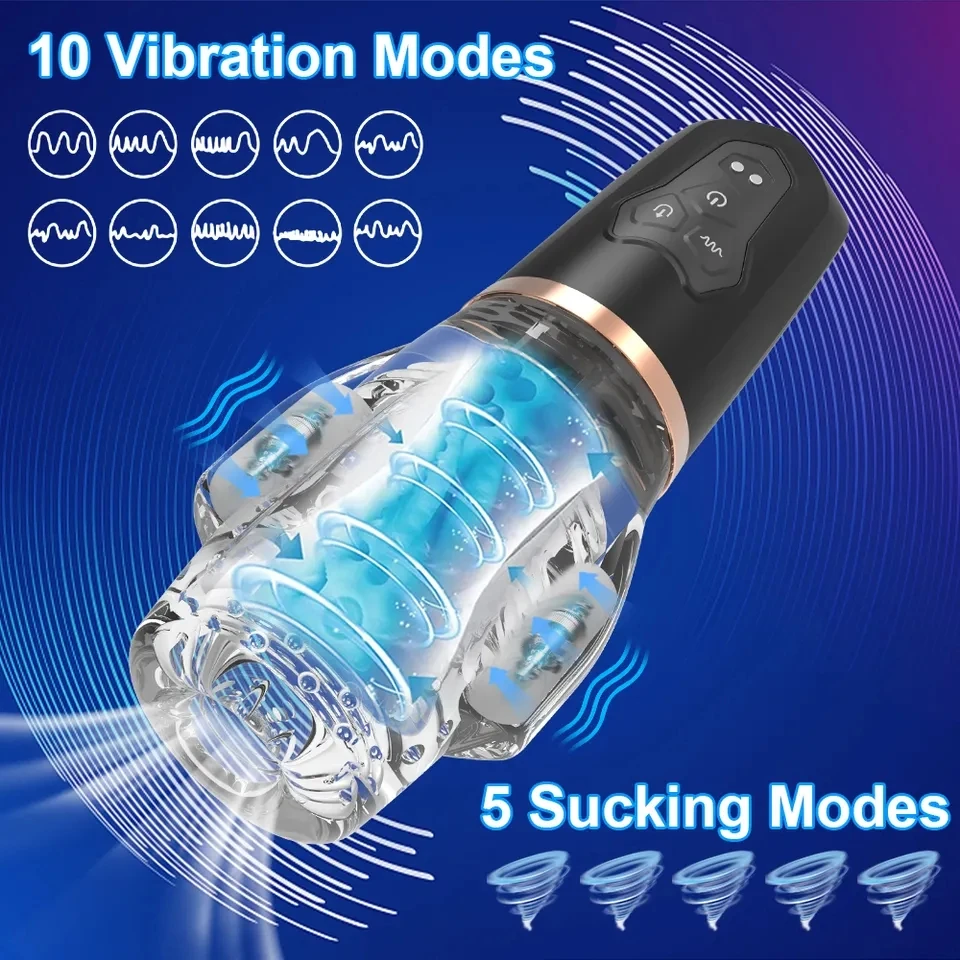 Male Sucking Masturbator Telescopic Rotation Men Sex Toy TPE Masturbation Cup Vagina Vibration Masturbator Adult Sex Toy For Men