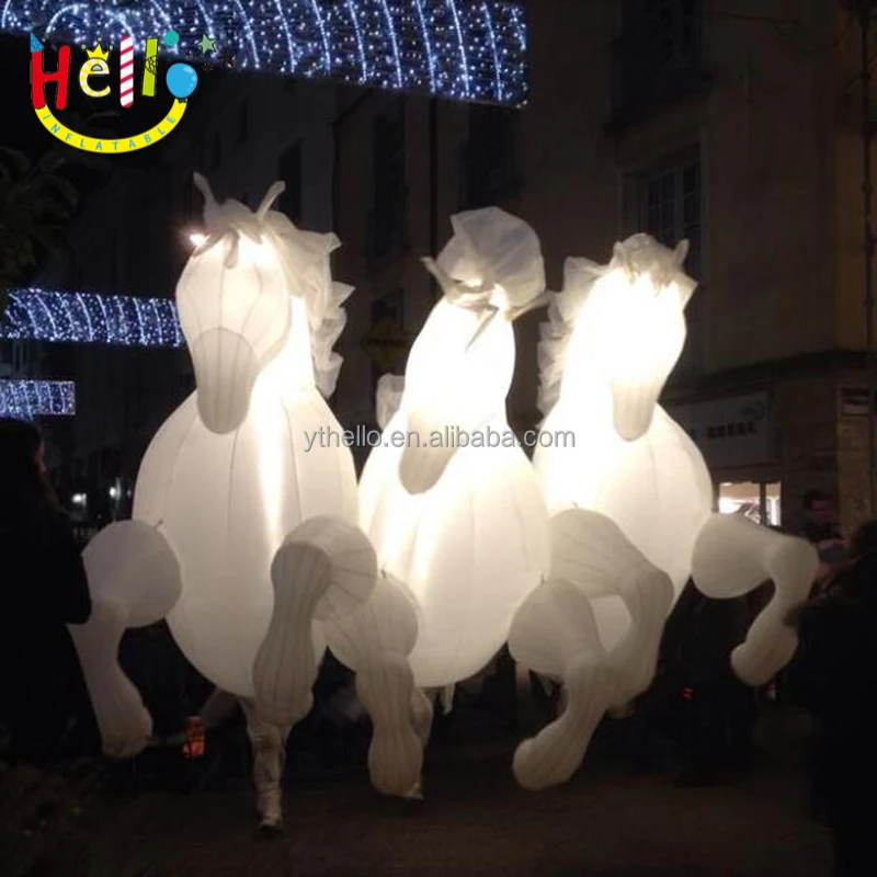 Светодиодные лампы 16 цветов надувной костюм белой лошади для выступления на испанском фестивале парада