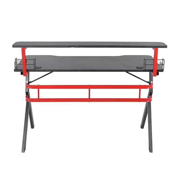 Wholesale Good Quality PC RGB Light Gaming Table Standing PC gaming Desk with Cup Holder and Earphone Holder