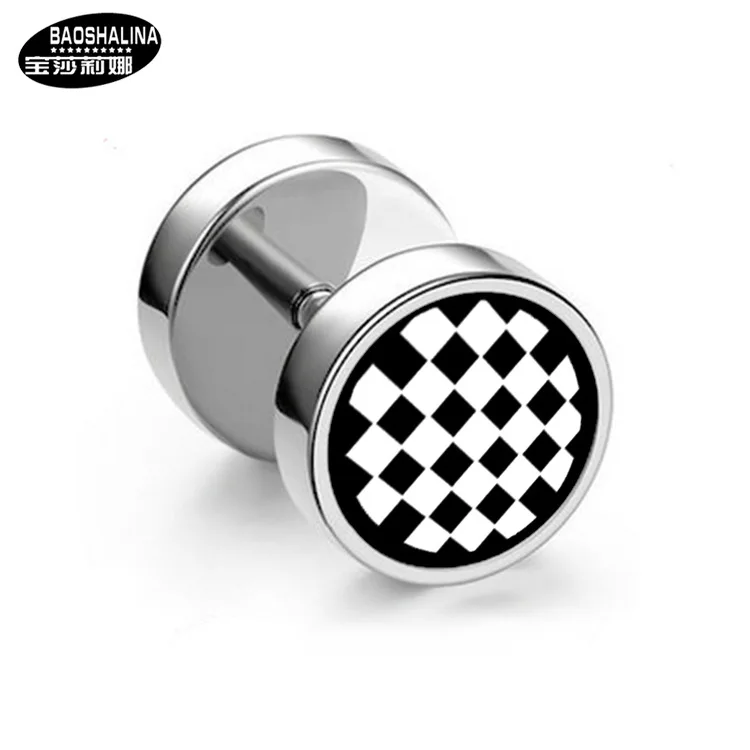 Серьги-штанги мужские из титановой стали, модные ювелирные аксессуары для гантелей, не вызывают аллергии, чёрные, уличные