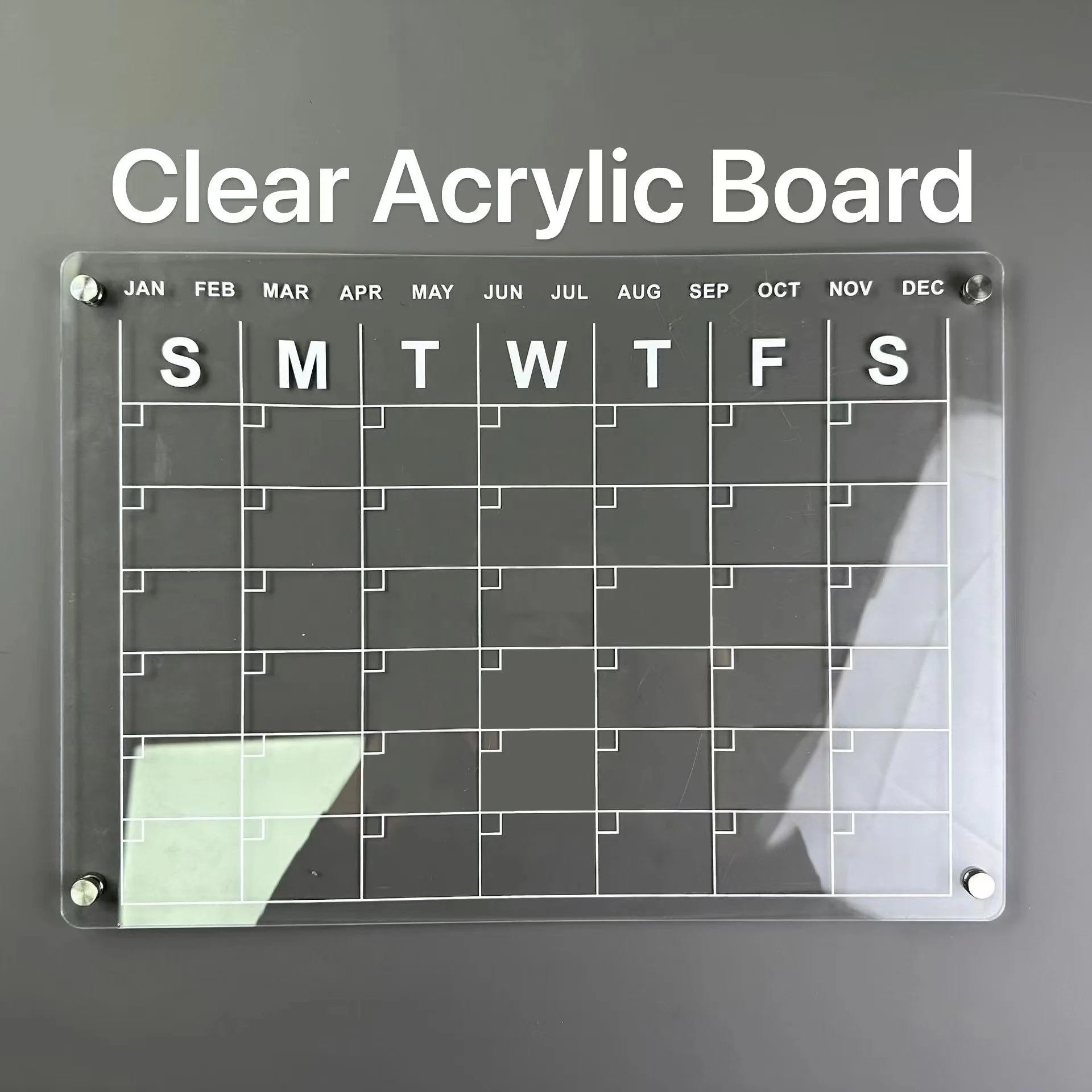 16Inches Crystal Acrylic Fridge Planner Dry Erase Magnetic Whiteboard Kitchen Grocery List Hanging Calendar Board With Marker