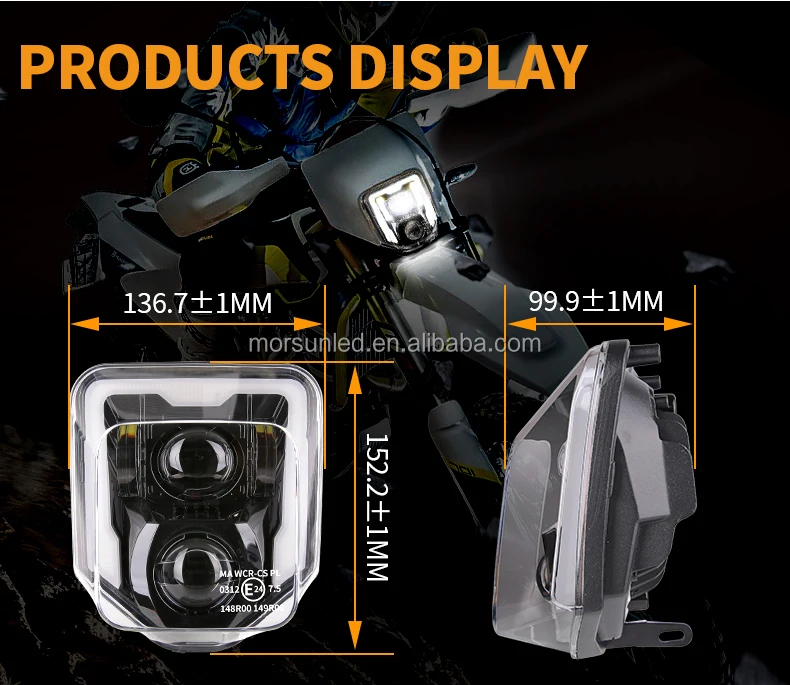 For Husqvarnas FE 250 350 450 501 TE 250i 300i LED Headlight with DRL E-mark motorcycle Motocross led headlights for FC TC MX