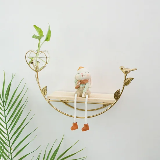 wholesale custom modern display bookcase simple storage solid wood rack floating hanging wall metal shelf