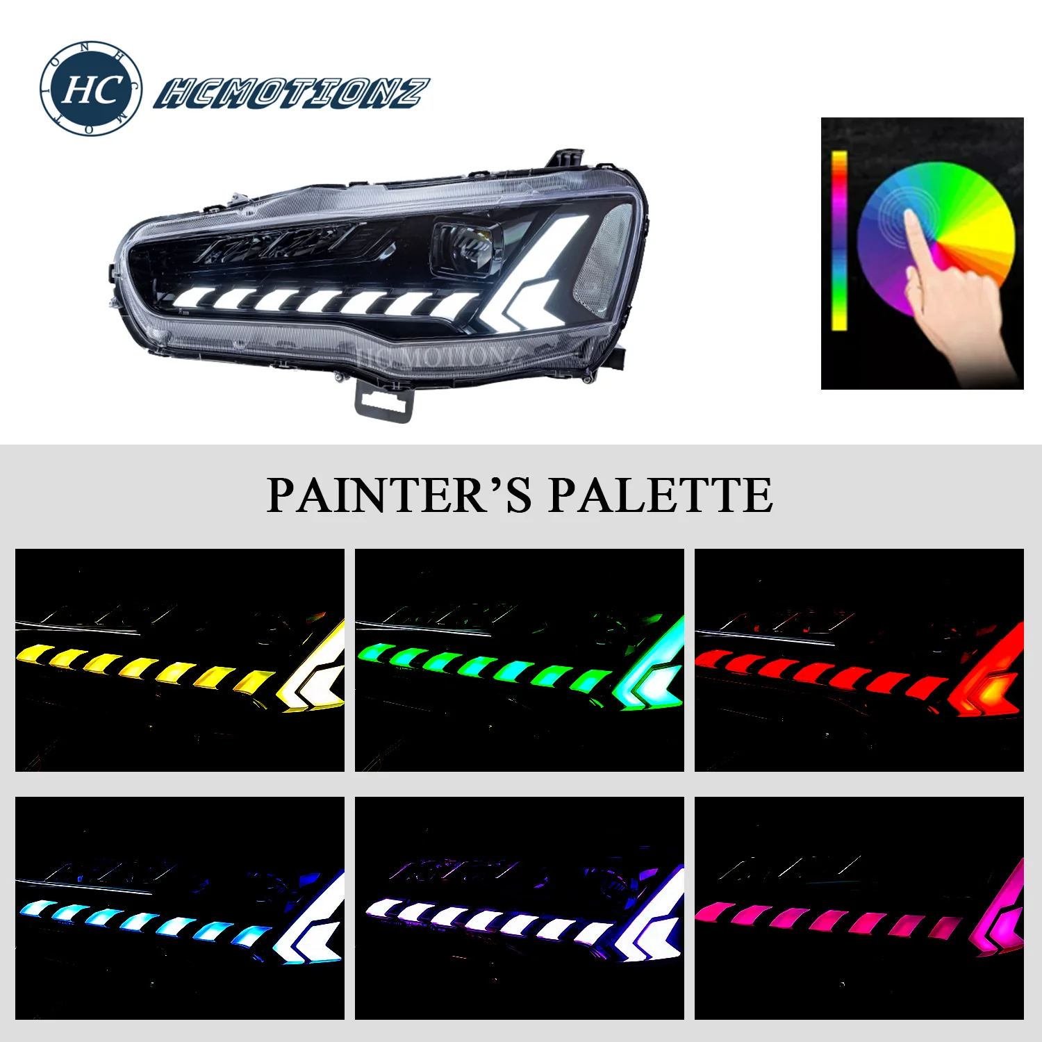 HCmotion Factory Start UP Animation Sequential Head Lamps Assembly 2008-2017 ex evo CF/CJ RGB Headlights For Mitsubishi Lancer