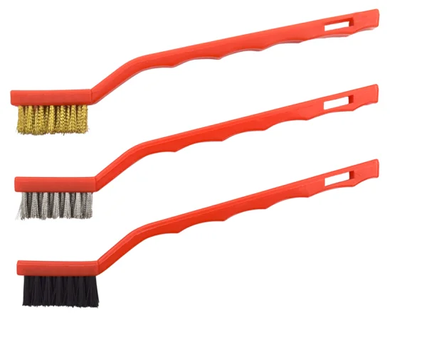 3Pcs Mini Stainless Steel Nylon Brass Bristles Brush Set for Cleaning And Rust Removing 7 Inch Industrial Wire Brushes