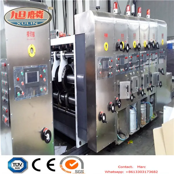 Hebei xulin Auto high speed 4 color carton flexo printing slotting die cutting machine
