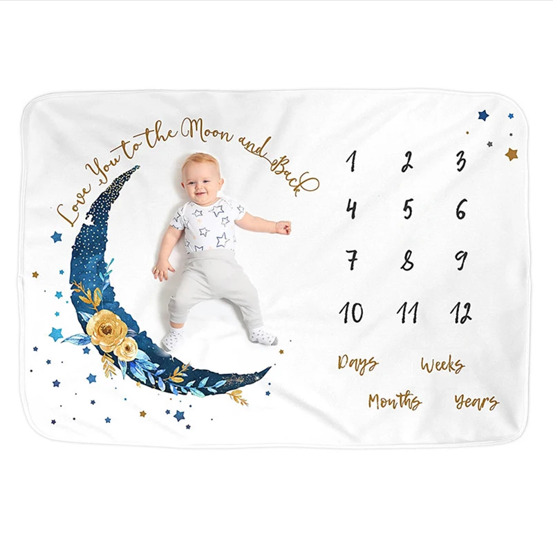 New Photography Premium Flannel Fleece Baby Monthly Milestone Blanket for Newborns