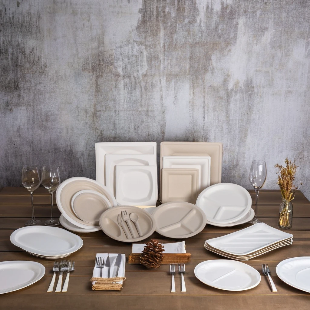 Eco Friendly Biodegradable Compostable Sugarcane Products Plate Dish Bagasse Packaging Paper Tableware Dinnerware Manufacturer