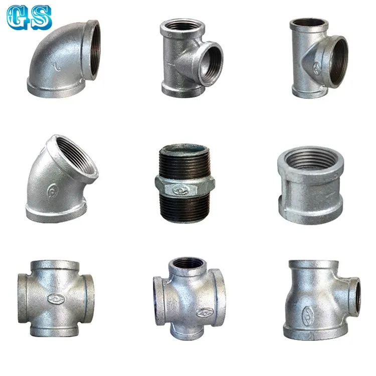 galvanized steel elbow  malleable steel tee pipe fittings, threaded pipe fittings, galvanized fire protection pipe fittings