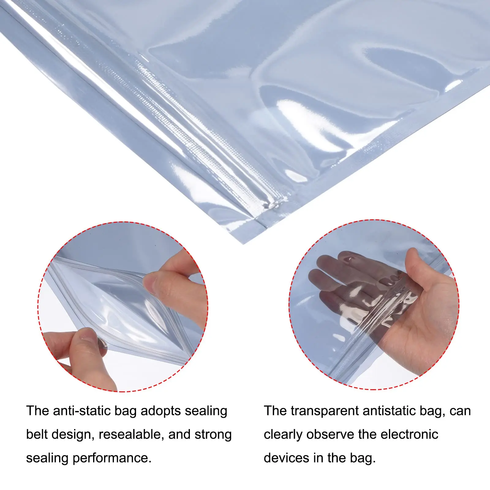 Large Size Anti Static Bags with Antistatic Stickers Premium Resealable ESD Antistatic Bag for Computer Electronic
