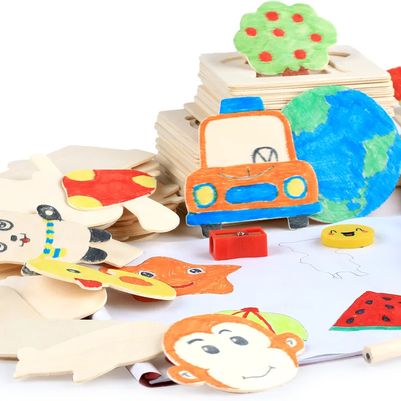 Children Toys Educational drawing tool set early educational wooden painting graffiti coloring board toys for child educational