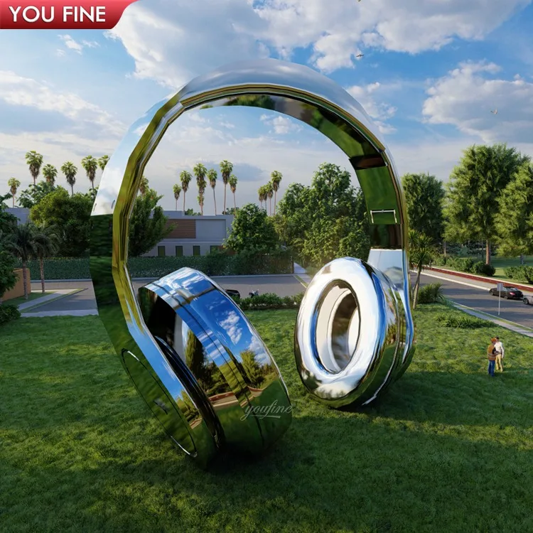 Outdoor Modern Mirror Polished Metal Statue Large Stainless Steel Abstract Sculpture