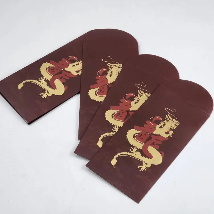 Biodegradable Custom Logo Dark Red Chinese New Year Red Envelope 2023 Dragon any of the twelve animals Red Packet