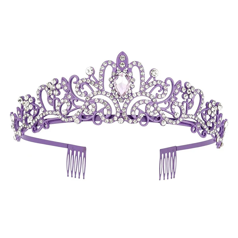Best Selling Halloween Pink Rhinestone Crown Tiara Hair Jewelry Performance Birthday Party Alloy Hair Accessories For Girls