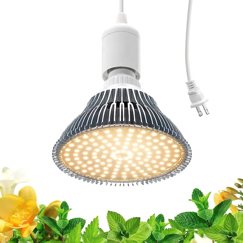 LED Grow Light Bulbs 25W Full Spectrum Plant Light Bulbs with Power Cord Grow Lights for Indoor Plants with Hanging