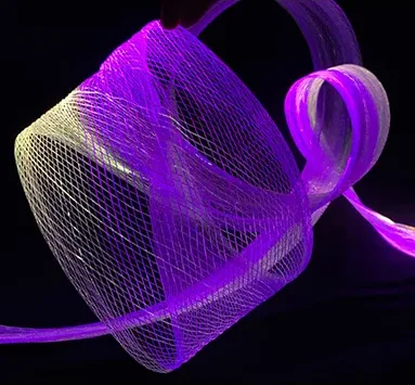 Decorative fiber optic cable fabric mesh lights for outdoor tree landscape lighting