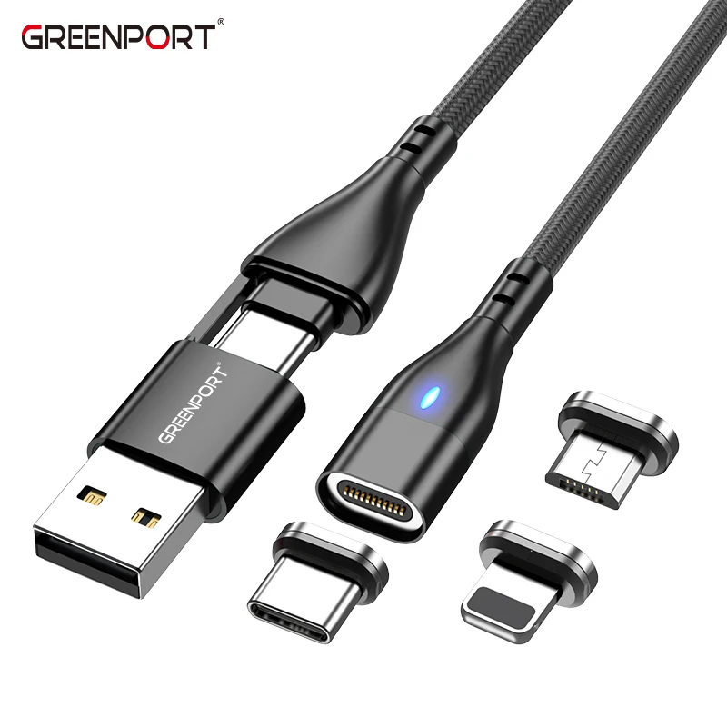  GREENPORT 11pin оптовая продажа быстрое зарядное устройство PS 100W USB/Type C к micro/type-c/i-product 6 в 1 Магнитный кабель USB для передачи