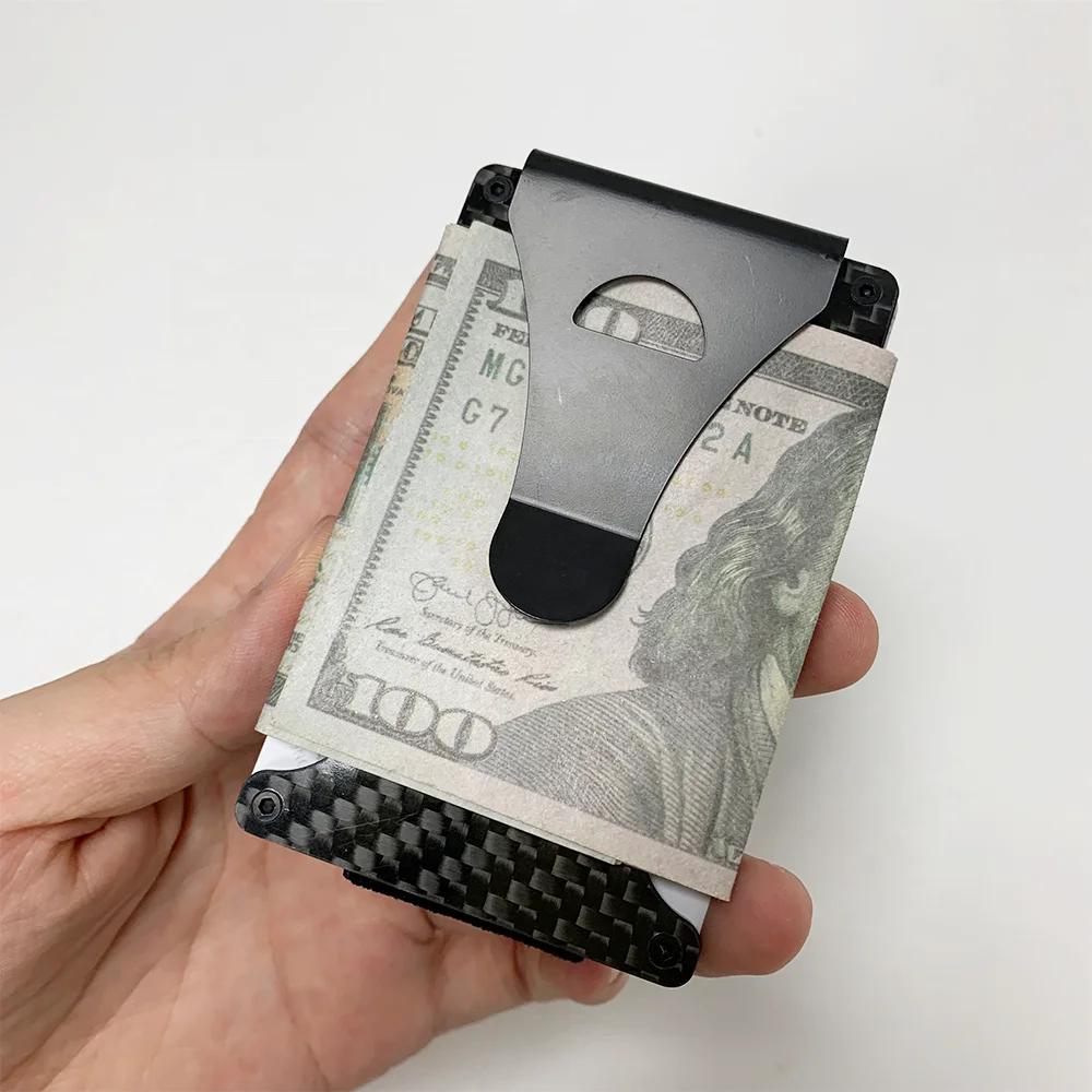 Wholesale high quality sublimation carbon fiber case card holder men wallet for gift black twill pattern