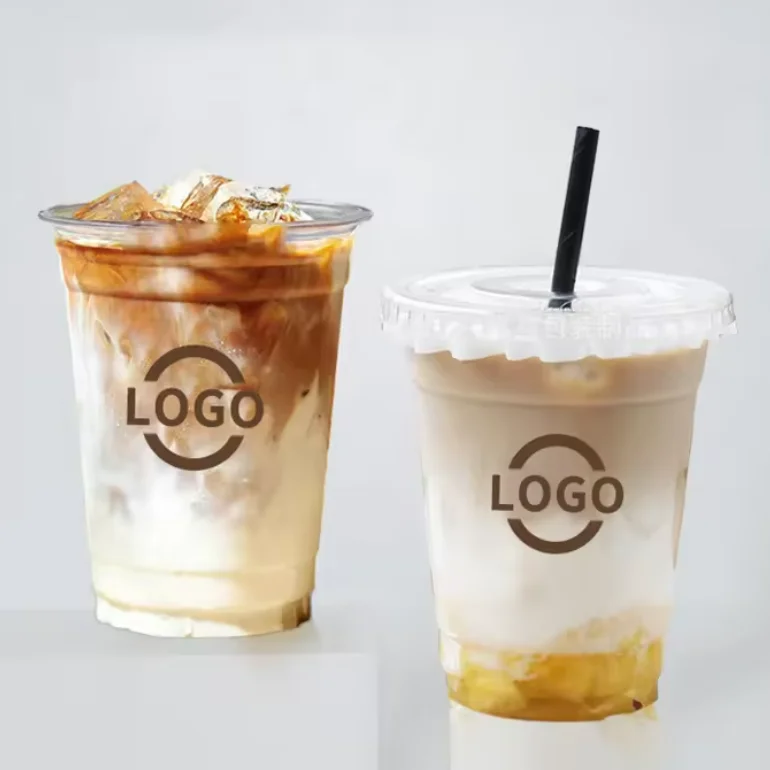 AT PACK 98mm Width in Top 12oz 16oz 20oz Plastic Cold Drink Cup Coffee Cups With 1 Color logo Printing Iced Coffee Cup With Lids