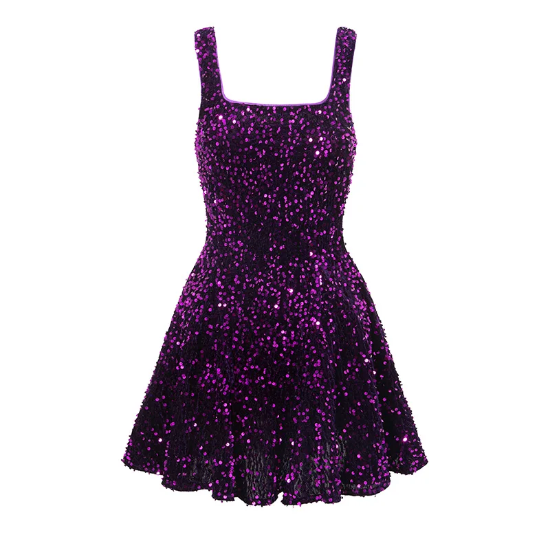 Factory Summer Women Halter Bodycon Mini Dress Evening Club Draped Sleeveless Sequin Party Dress