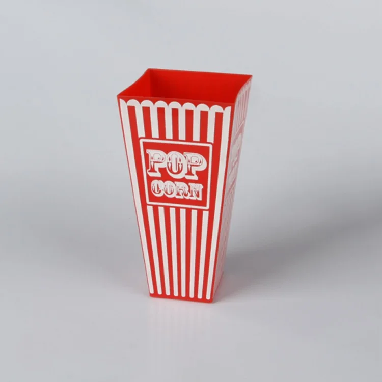 Factory Direct Square Red PP Plastic Popcorn Bucket Food-Grade Reusable Popcorn Bucket