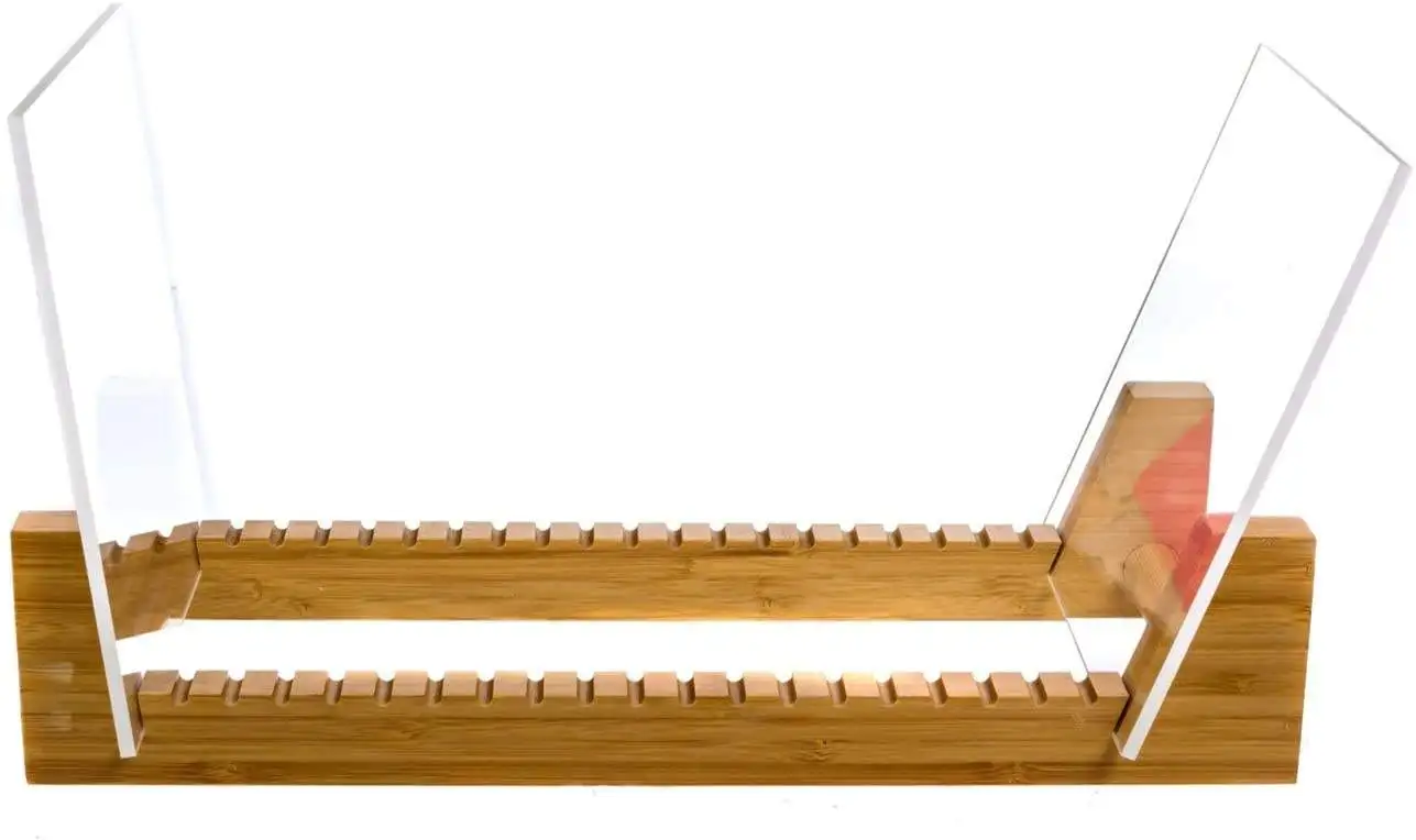 Bamboo Vinyl Record Storage Holder, Premium Bamboo and Acrylic Display Stand