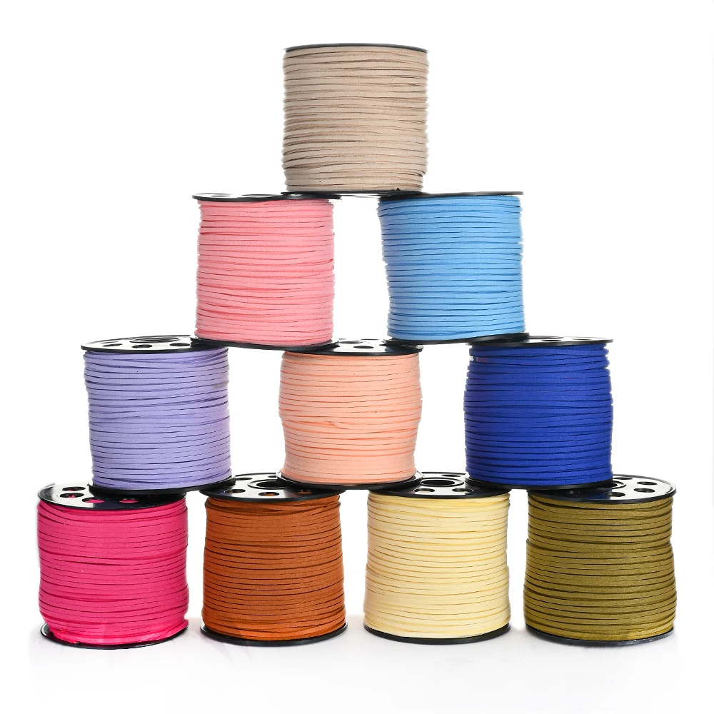 20m 2.5mm Flat Faux Suede Braided Cord Korean Velvet Leather Rope Handmade Thread String for Diy Jewelry Finding Supplies