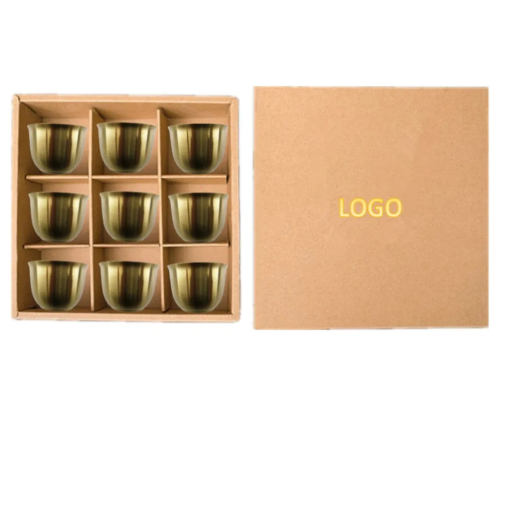 Hot Selling Luxury Arabic Coffee Cups Set Stainless Steel Double Walled Cawa Tea Cups without Handle