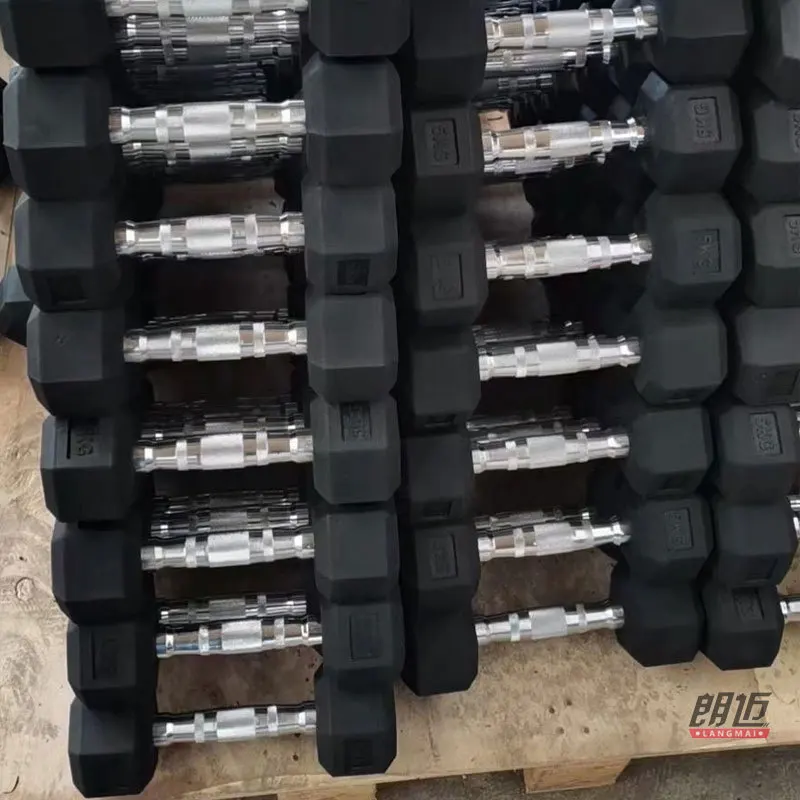 Fitness Gym Hexagonales 20 kg 2.5kg 45 lb Rubber Coated Weights Hex Dumbells Dumbbells Set