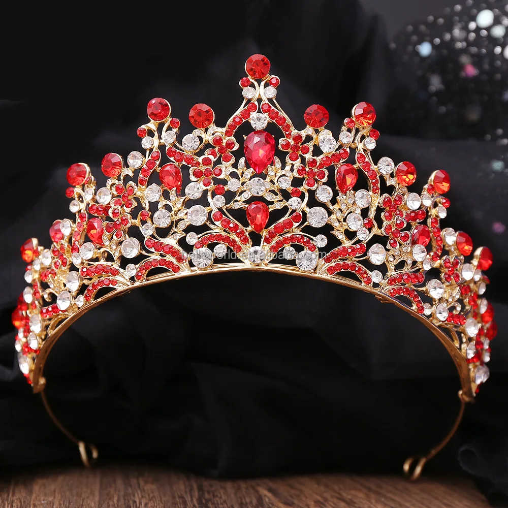 BELLEWORLD bulk Europe and American style alloy tiara hair accessories for wedding colored shiny diamond hair crowns to decorate