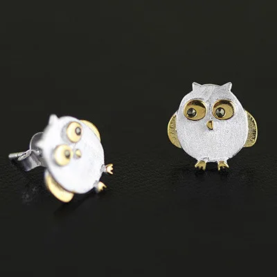 Real 925 Sterling Silver owl Earrings for Women Girls Gift Hot Fashion sterling-silver-jewelry Women Earrings